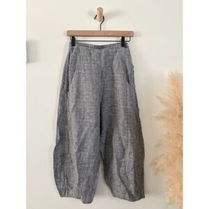 OSKA Linen Balloon Trouser Pants Size 0 Gray Geo Square Check